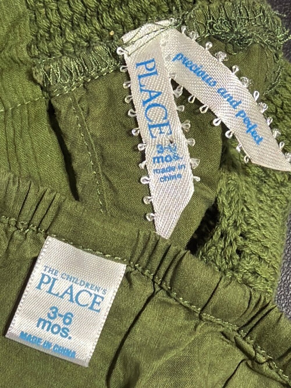 Childrens Place Green Tiered Dress Embroidered Flowers Bloomers 2 Piece 3/6 Mos - Picture 6 of 6